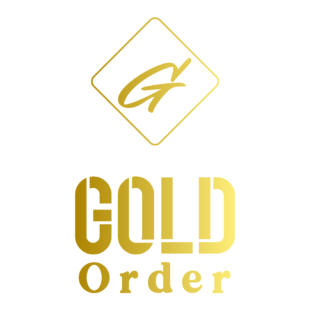 logo przedstawiające nazwę firmy, logo jest w kolorze złotym
